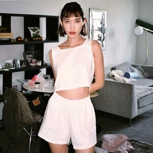 Los Angeles Apparel Garment Dyed Crop Tank // Creme